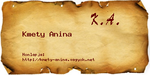 Kmety Anina névjegykártya